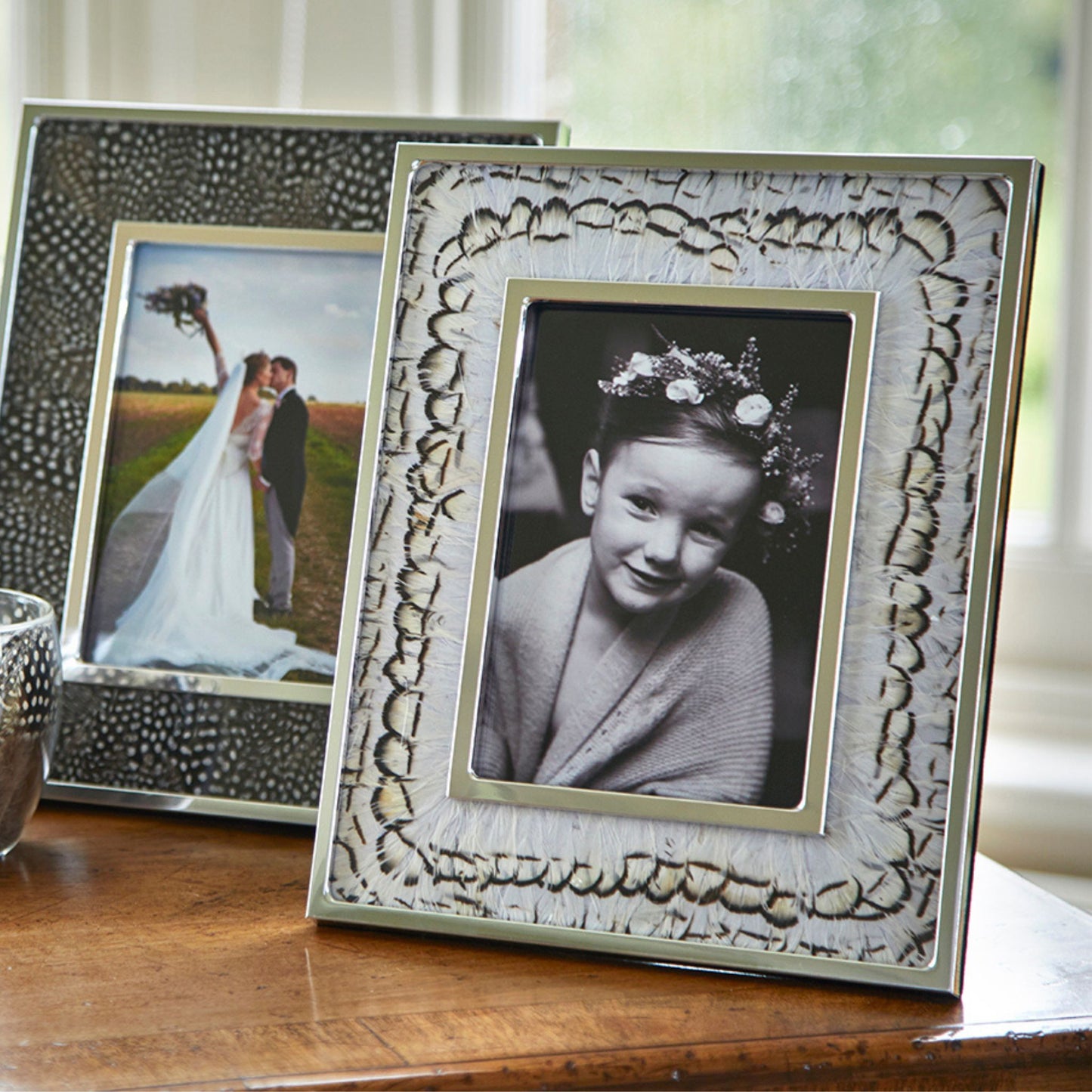 White pheasant feather photo frame by Wingfield Digby