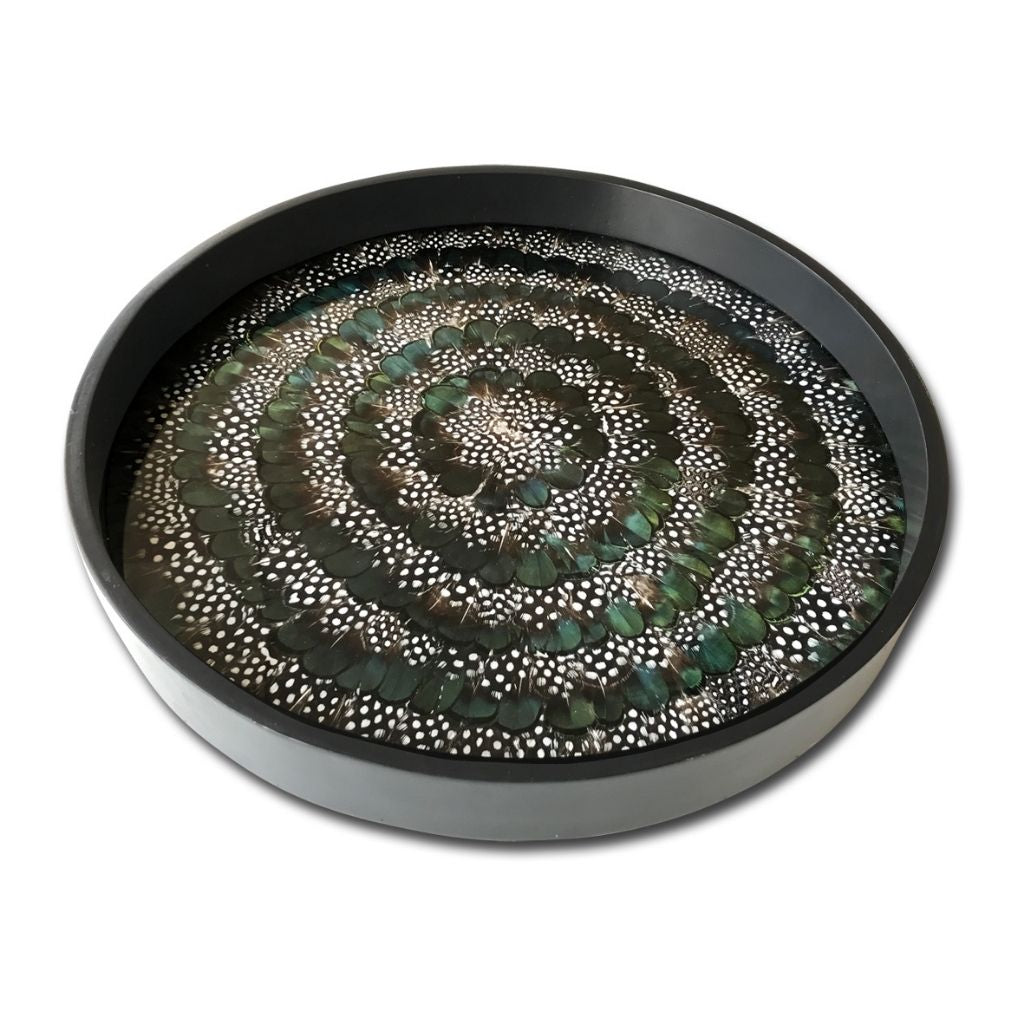 Outlet Item: Guinea Fowl and Green Pheasant Feather Tray by Wingfield Digby