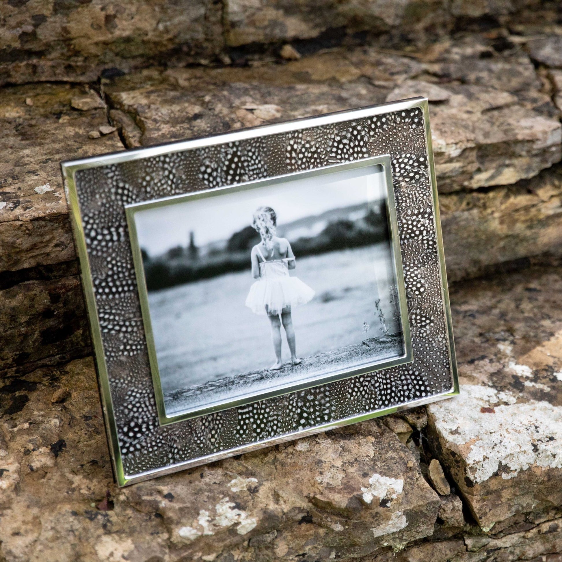 Guinea Fowl feather photo frame by Wingfield Digby