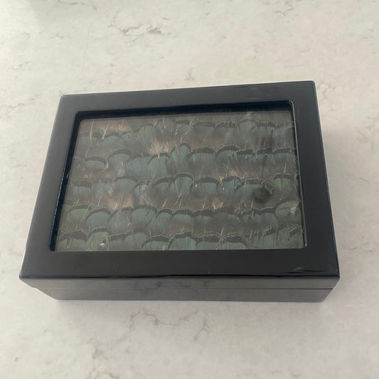 Green Pheasant Feather Card Box - 20% Off (Last Chance To Buy)