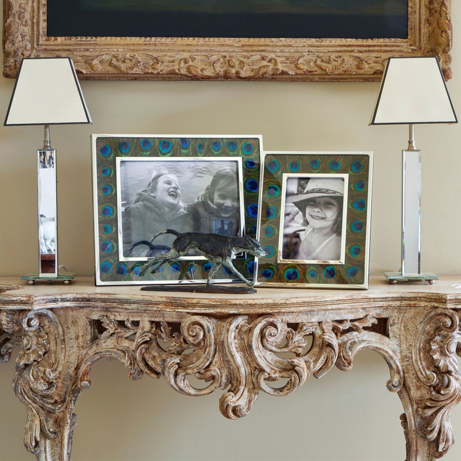 Peacock feather photo frame by Wingfield Digby