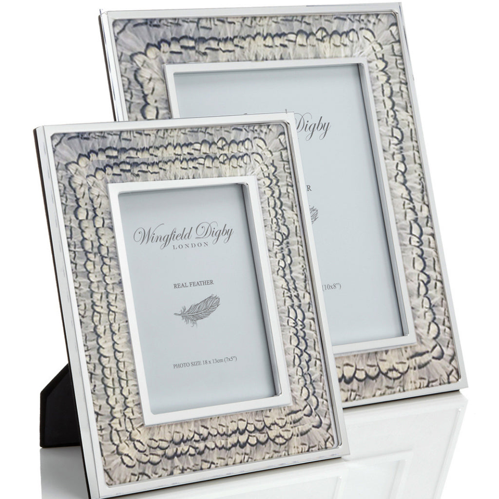 White pheasant feather photo frame by Wingfield Digby