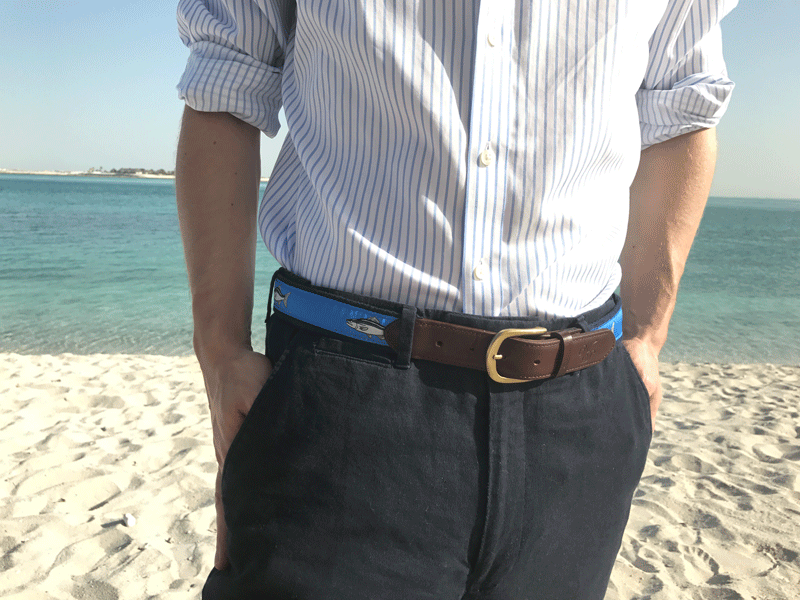 Salmon Canvas and Leather Belt by Wingfield Digby