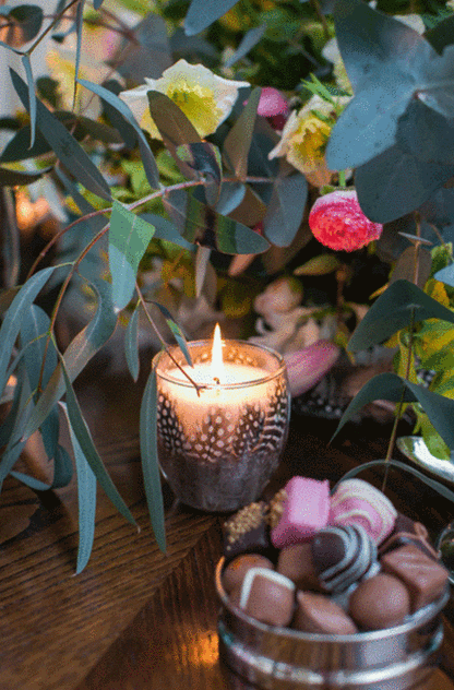 Grapefruit, Lime & Basil Scented Candle (available in Guinea Fowl feather)